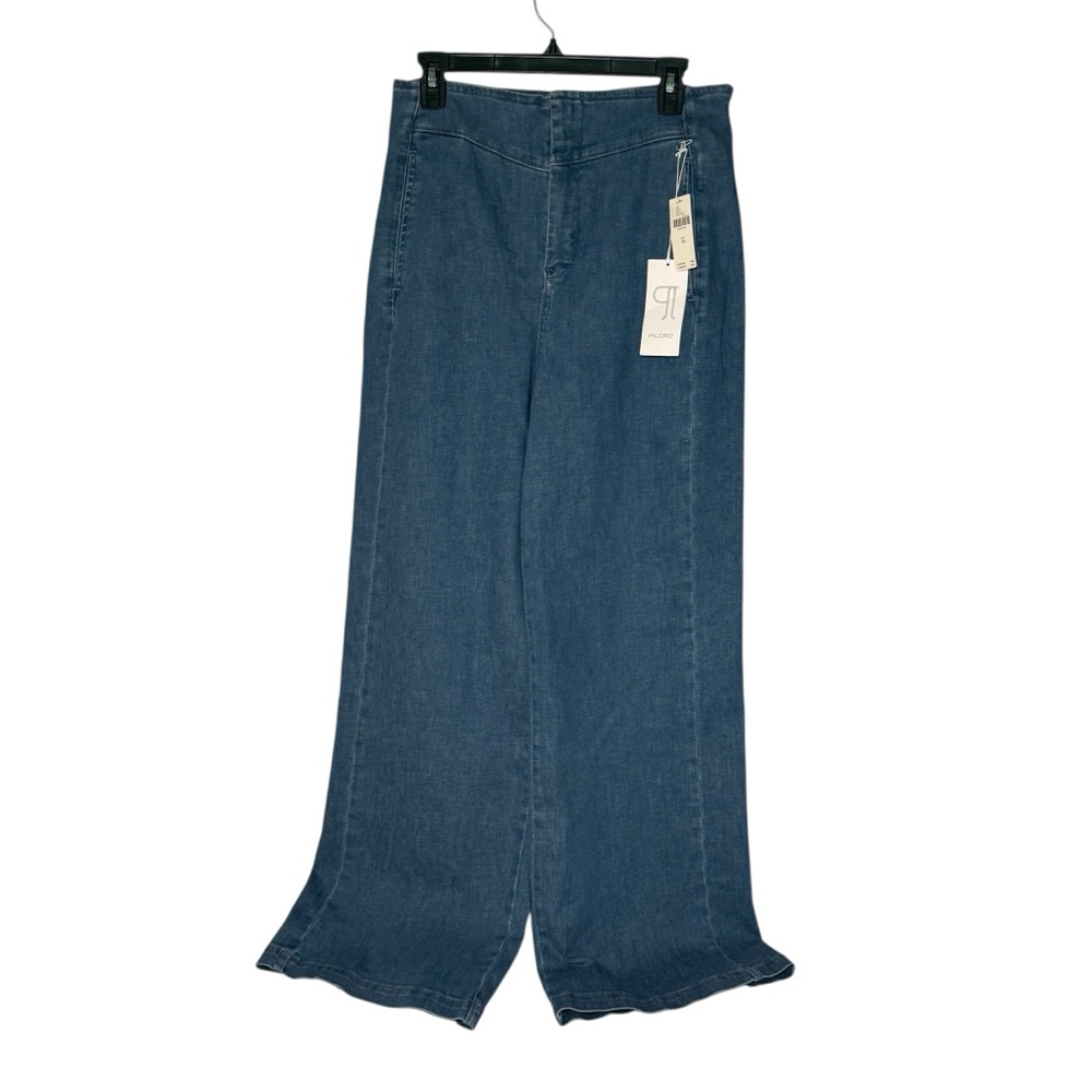 Pilcro Dark Blue Wide-Leg Jeans with Flared Hem